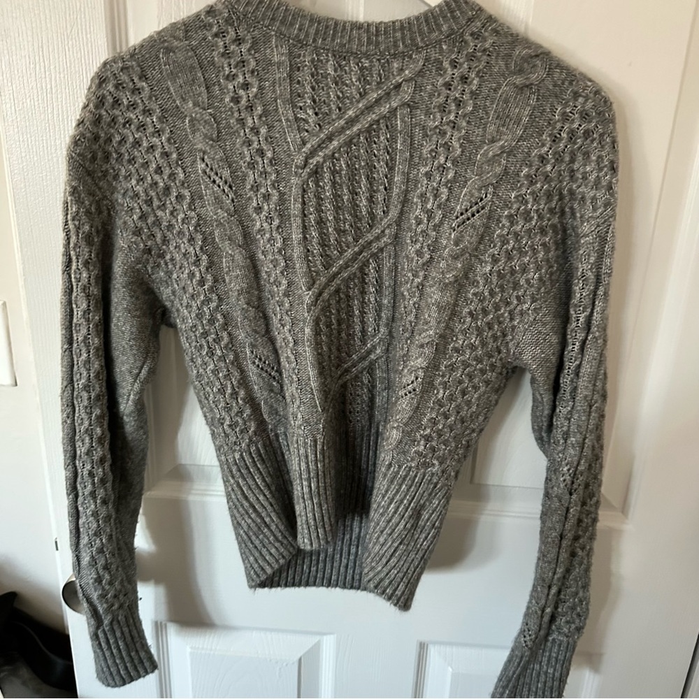 Gray Cable Knit Open and Tie Back Sweater